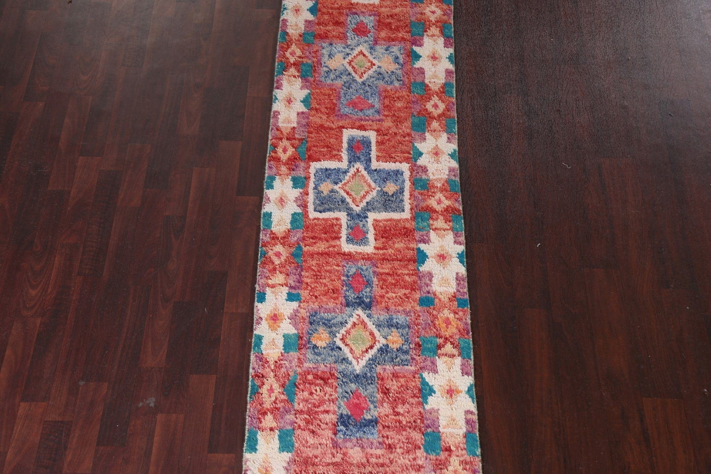 Geometric Moroccan Wool Runner Rug 2x13