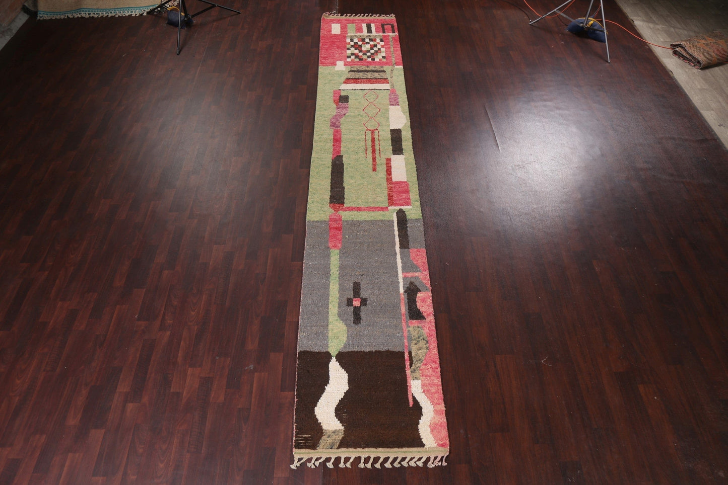 Handmade Moroccan Wool Runner Rug 3x17