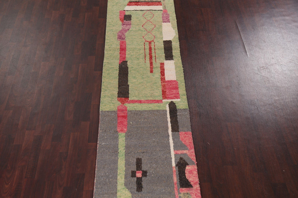 Handmade Moroccan Wool Runner Rug 3x17