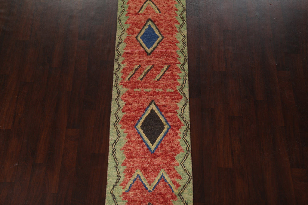 Tribal Moroccan Wool Runner Rug 2x13