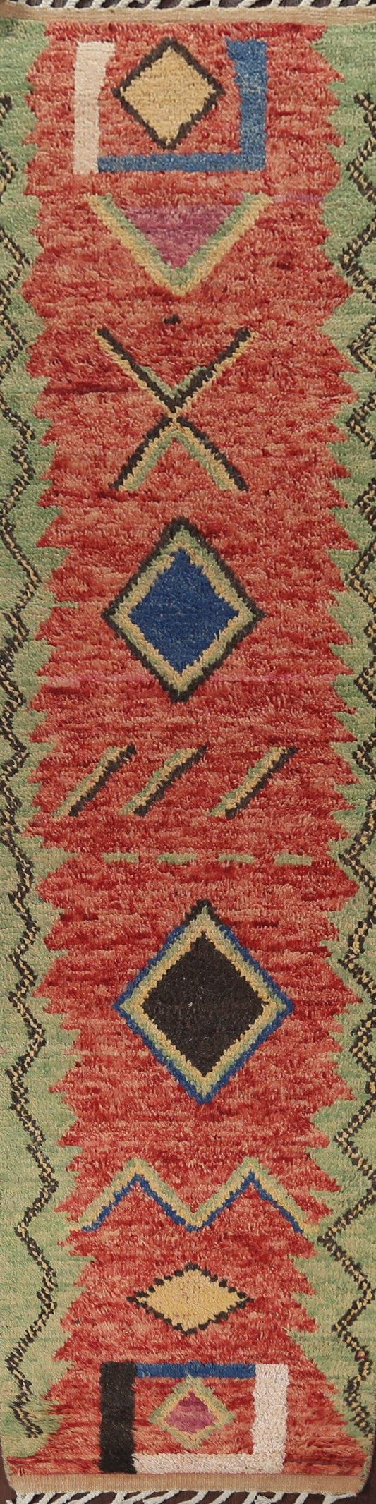 Tribal Moroccan Wool Runner Rug 2x13