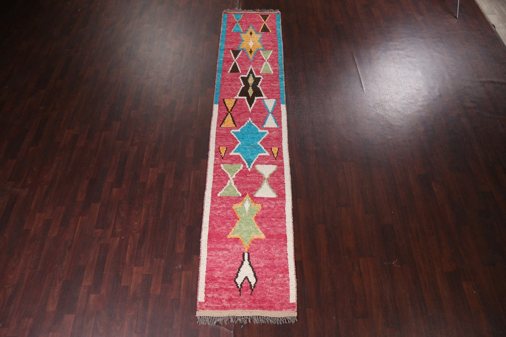 Tribal Moroccan Wool Runner Rug 3x13