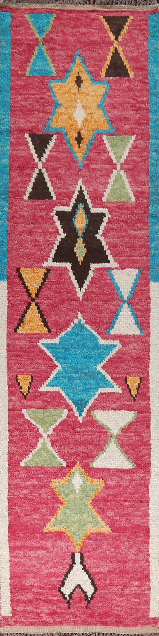 Tribal Moroccan Wool Runner Rug 3x13
