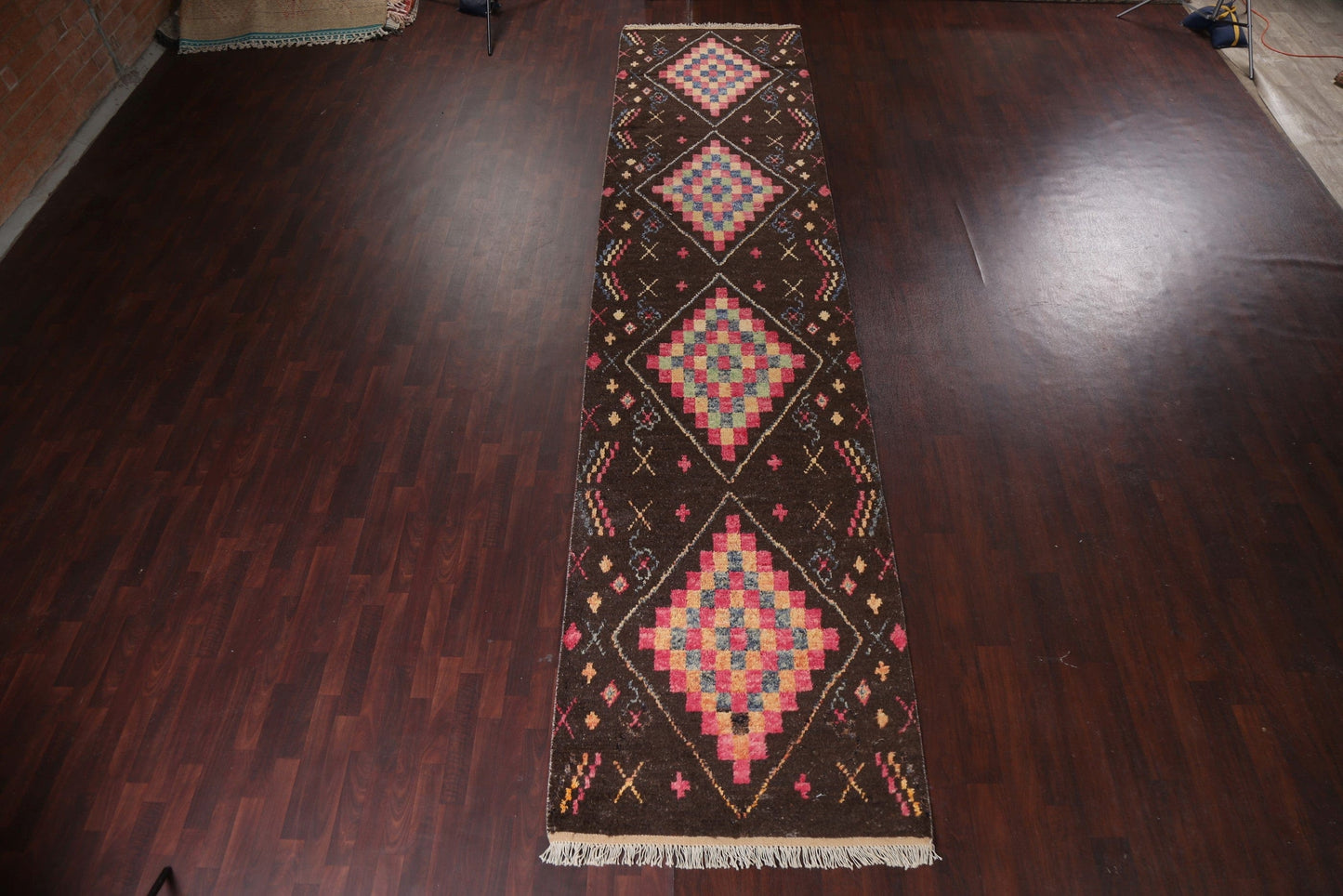 Tribal Moroccan Wool Runner Rug 4x18