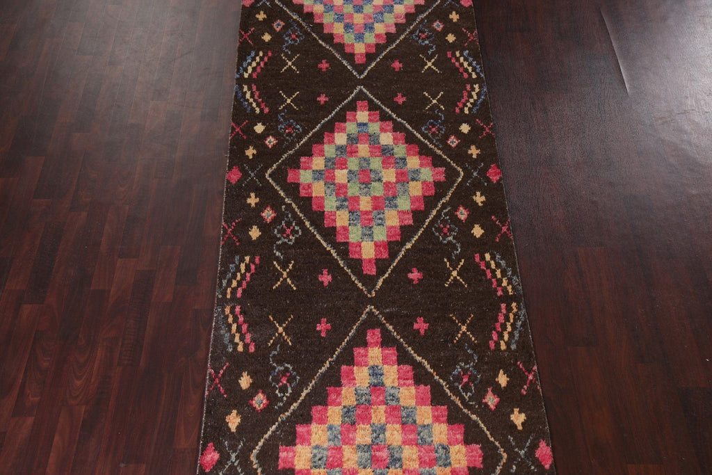 Tribal Moroccan Wool Runner Rug 4x18