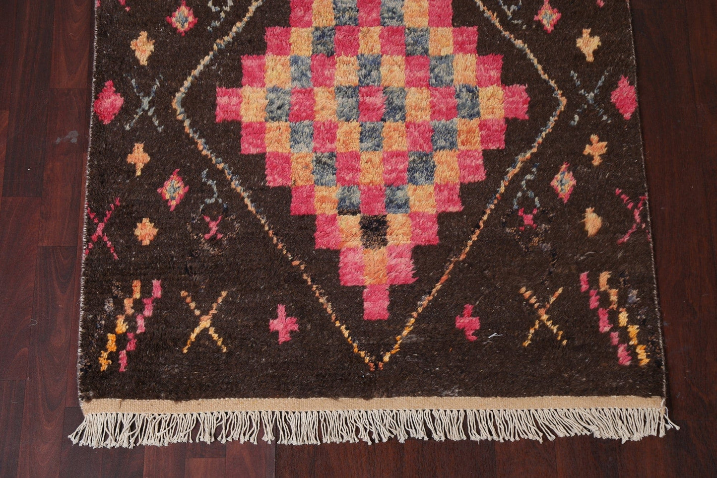 Tribal Moroccan Wool Runner Rug 4x18