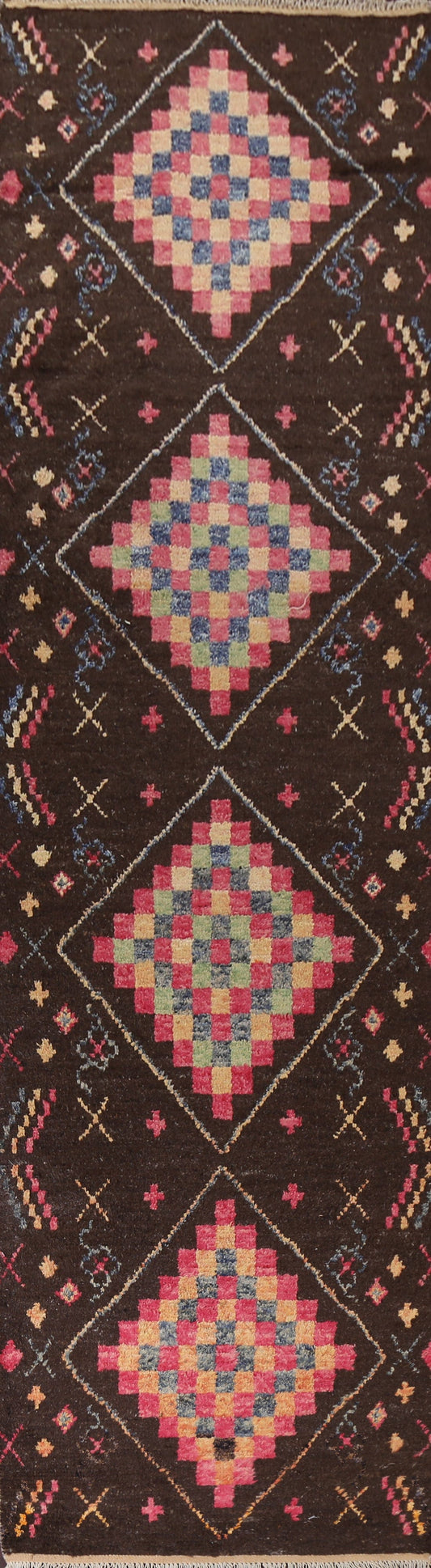 Tribal Moroccan Wool Runner Rug 4x18