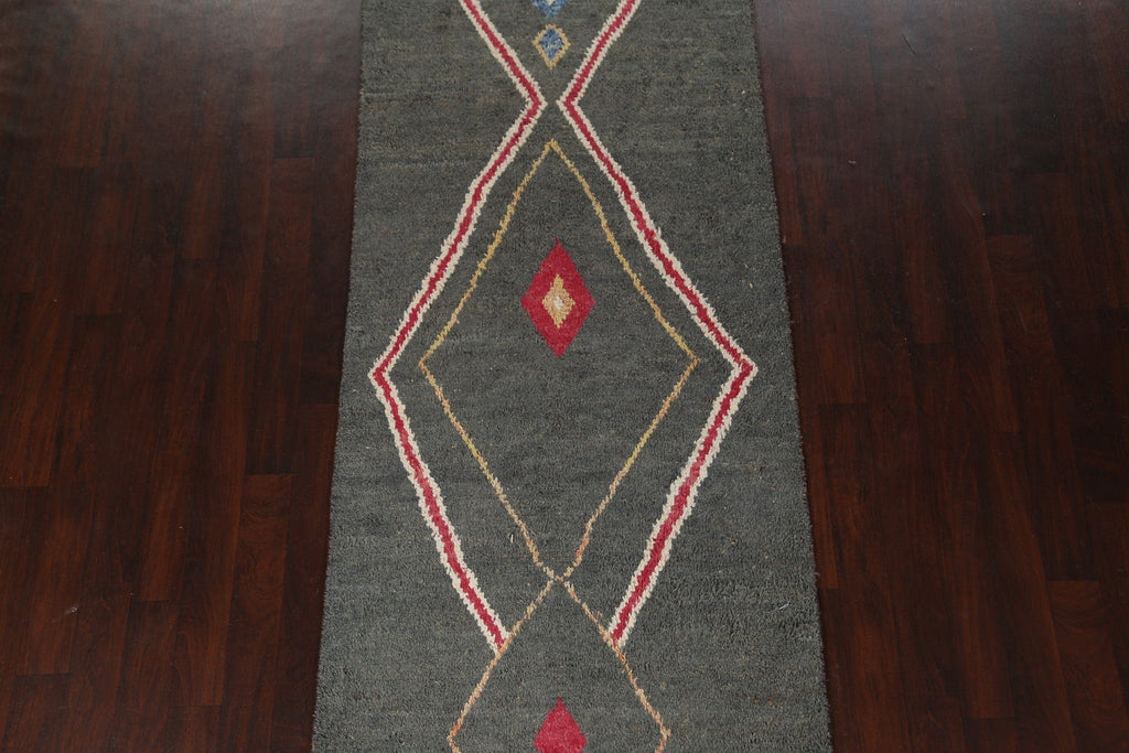 Geometric Moroccan Wool Runner Rug 4x11