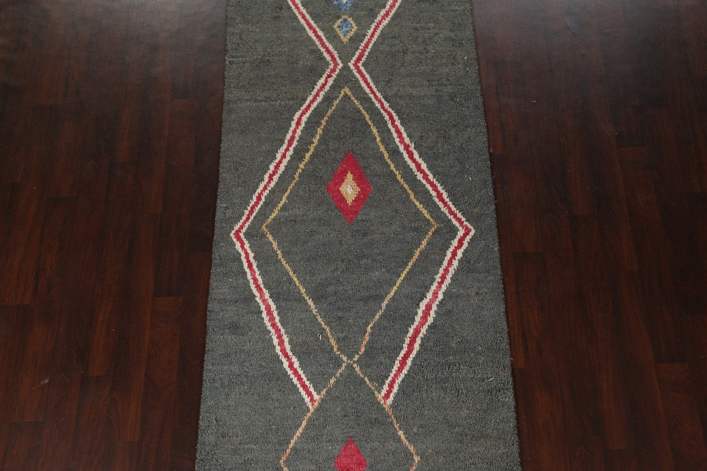 Geometric Moroccan Wool Runner Rug 4x11