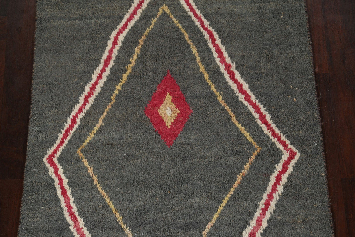 Geometric Moroccan Wool Runner Rug 4x11