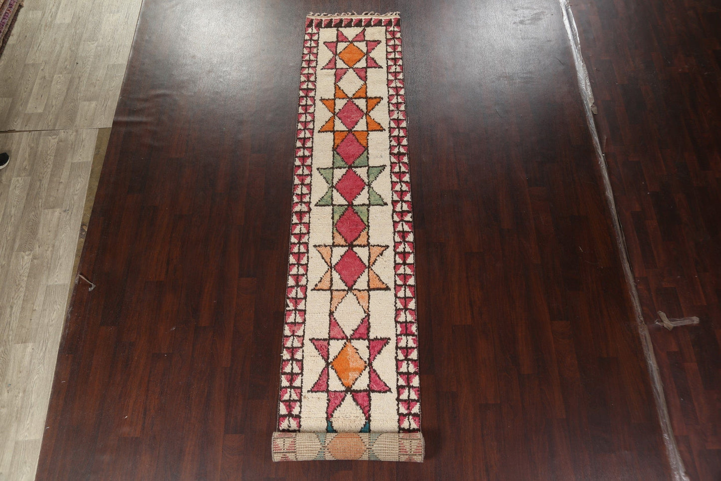 Geometric Moroccan Wool Runner Rug 3x16