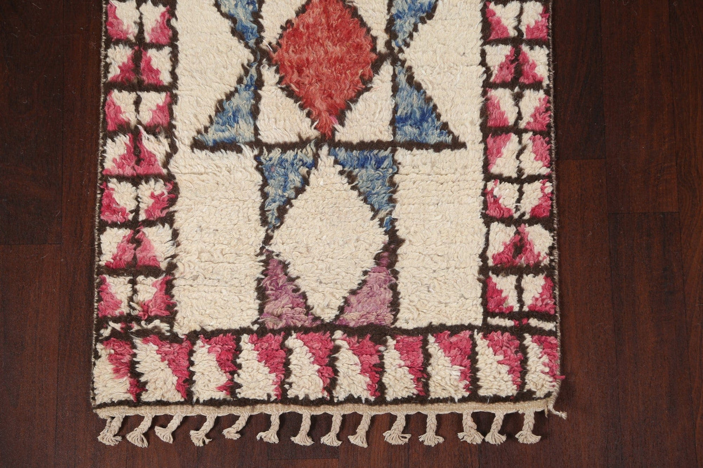 Geometric Moroccan Wool Runner Rug 3x16