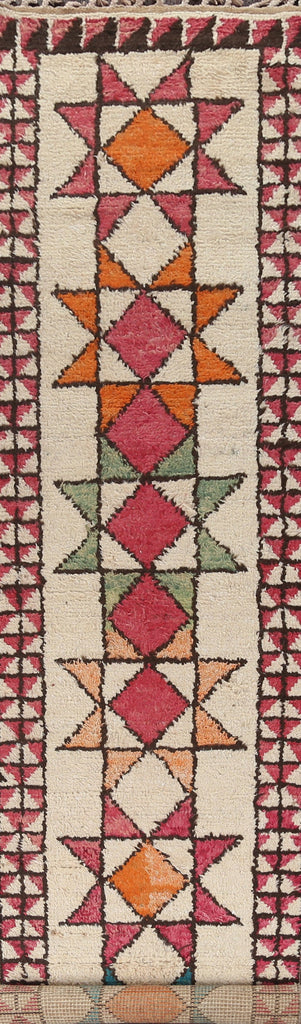 Geometric Moroccan Wool Runner Rug 3x16