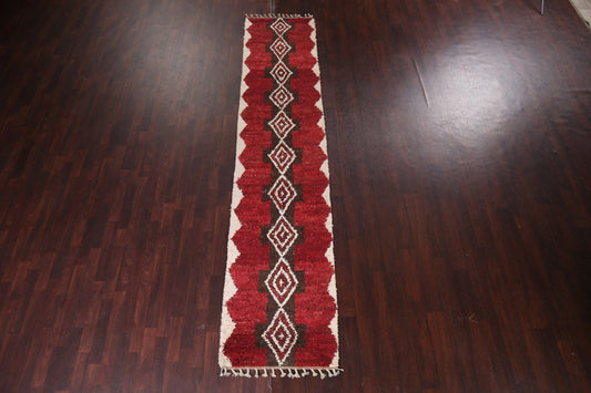 Handmade Moroccan Wool Runner Rug 3x12