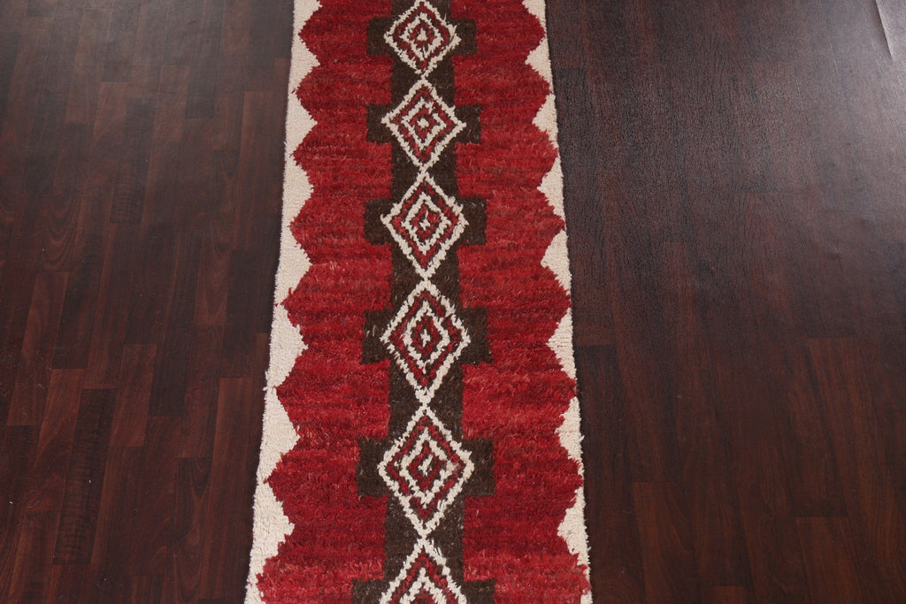 Handmade Moroccan Wool Runner Rug 3x12