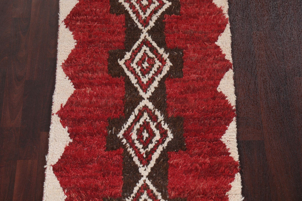 Handmade Moroccan Wool Runner Rug 3x12