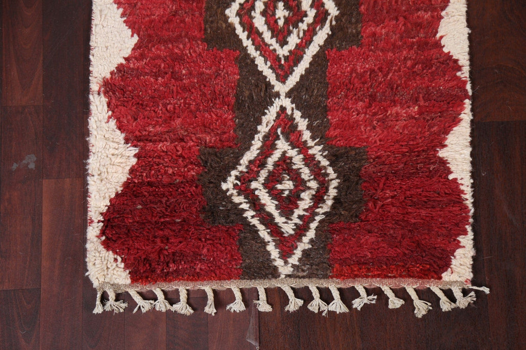 Handmade Moroccan Wool Runner Rug 3x12