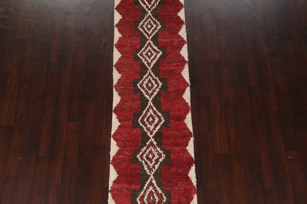 Geometric Moroccan Wool Runner Rug 3x12