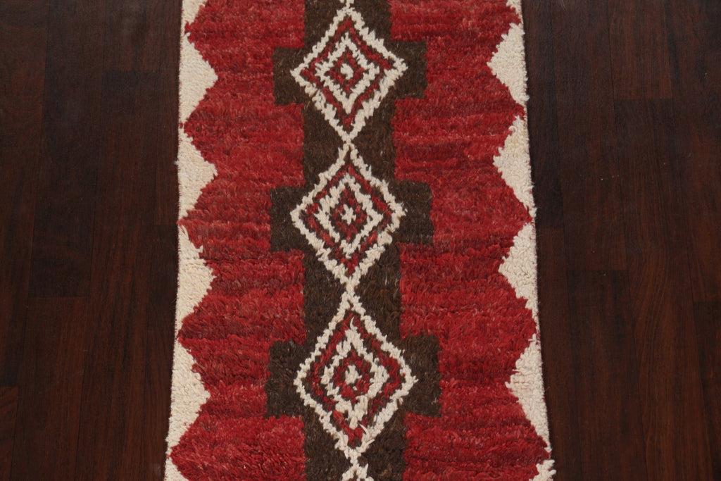 Geometric Moroccan Wool Runner Rug 3x12