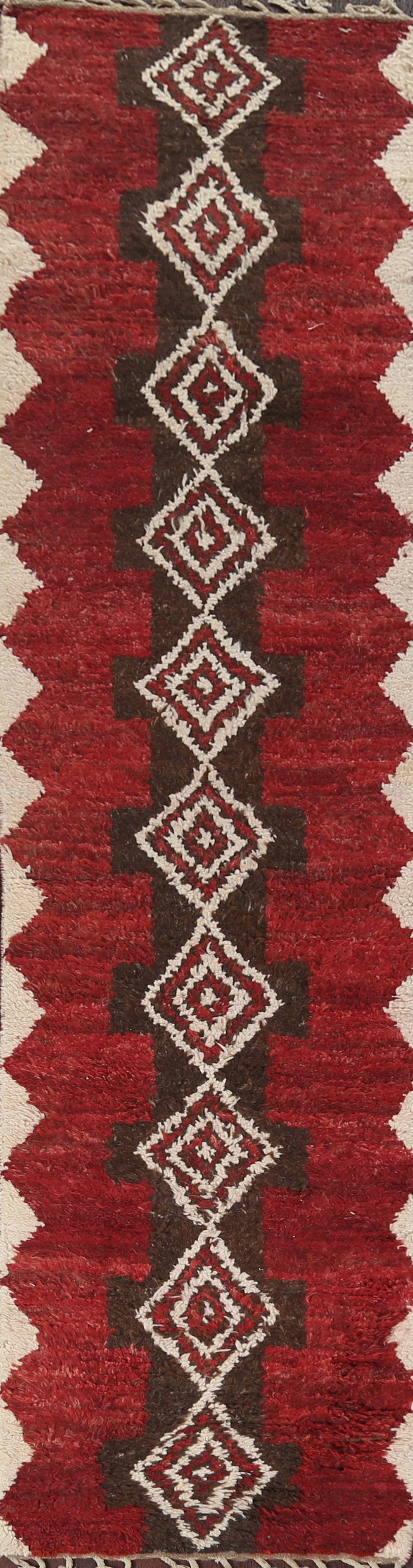 Geometric Moroccan Wool Runner Rug 3x12