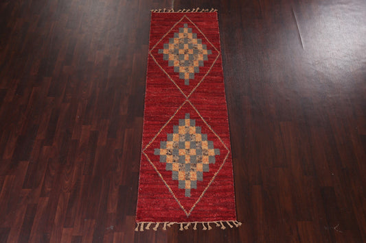 Geometric Moroccan Wool Runner Rug 3x9