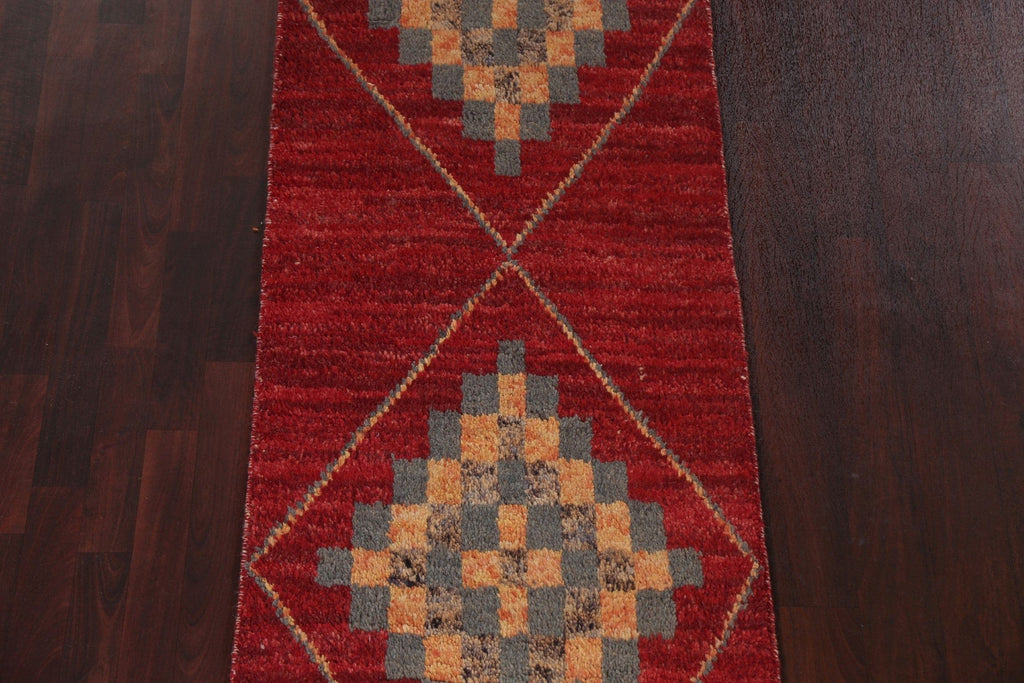 Geometric Moroccan Wool Runner Rug 3x9