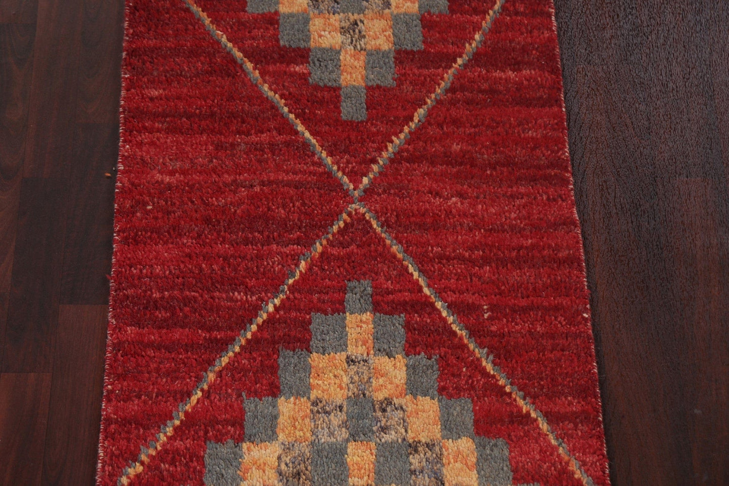 Geometric Moroccan Wool Runner Rug 3x9