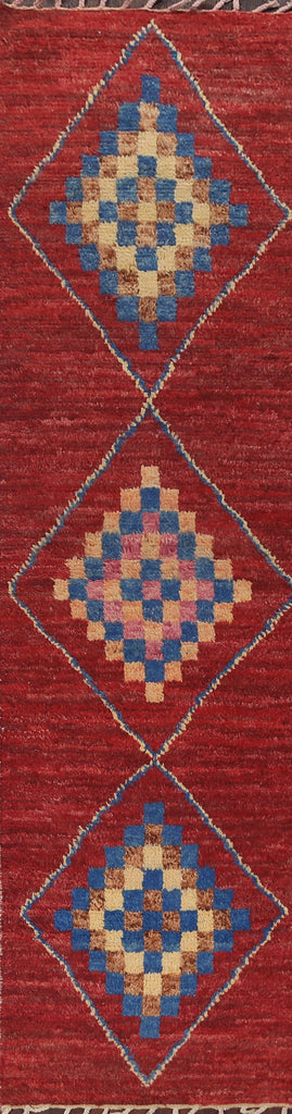 Geometric Moroccan Wool Runner Rug 3x12