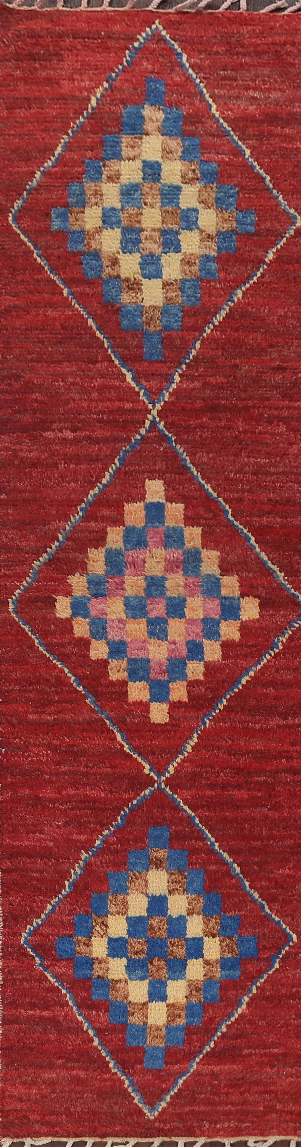 Geometric Moroccan Wool Runner Rug 3x12