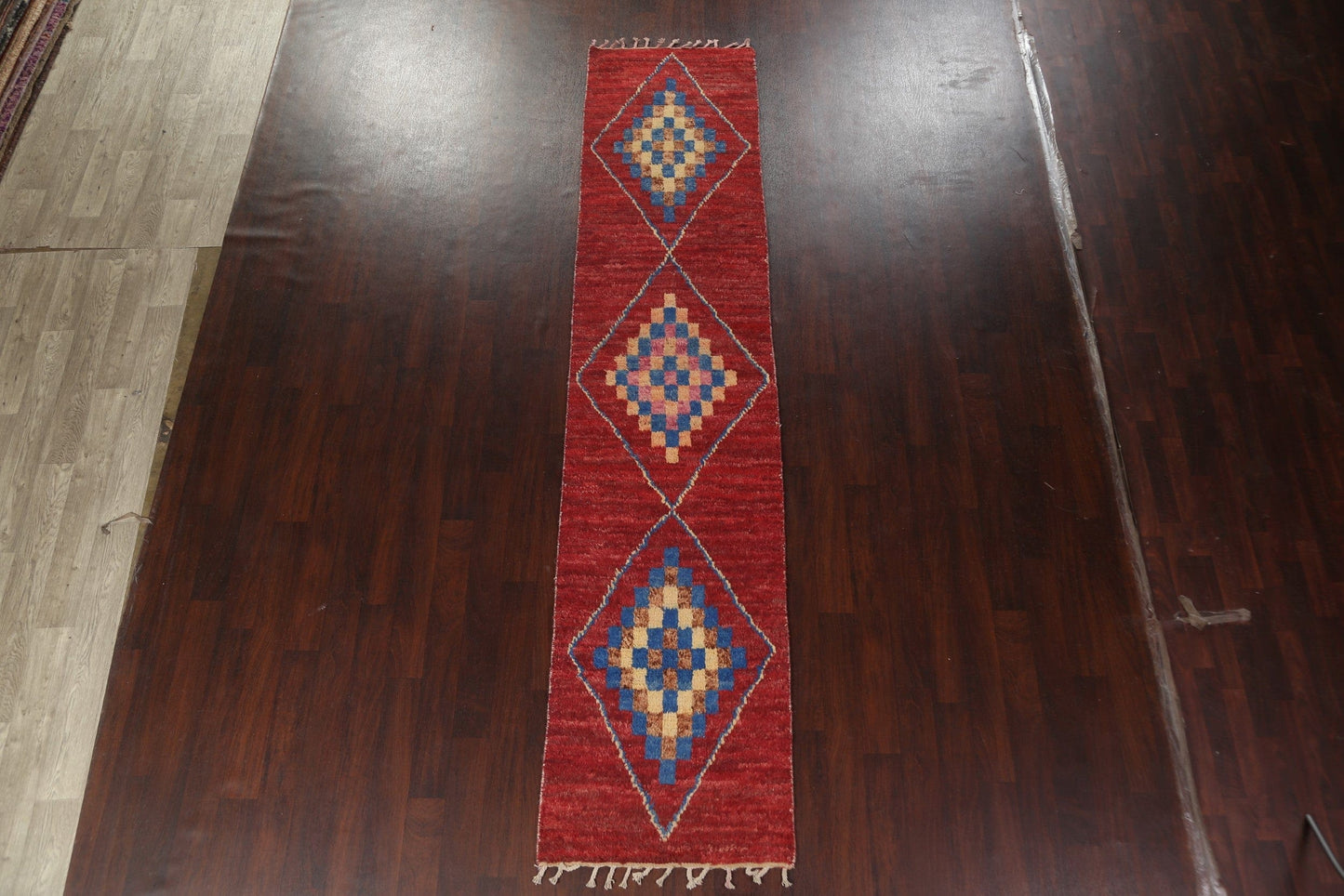 Geometric Moroccan Wool Runner Rug 3x12