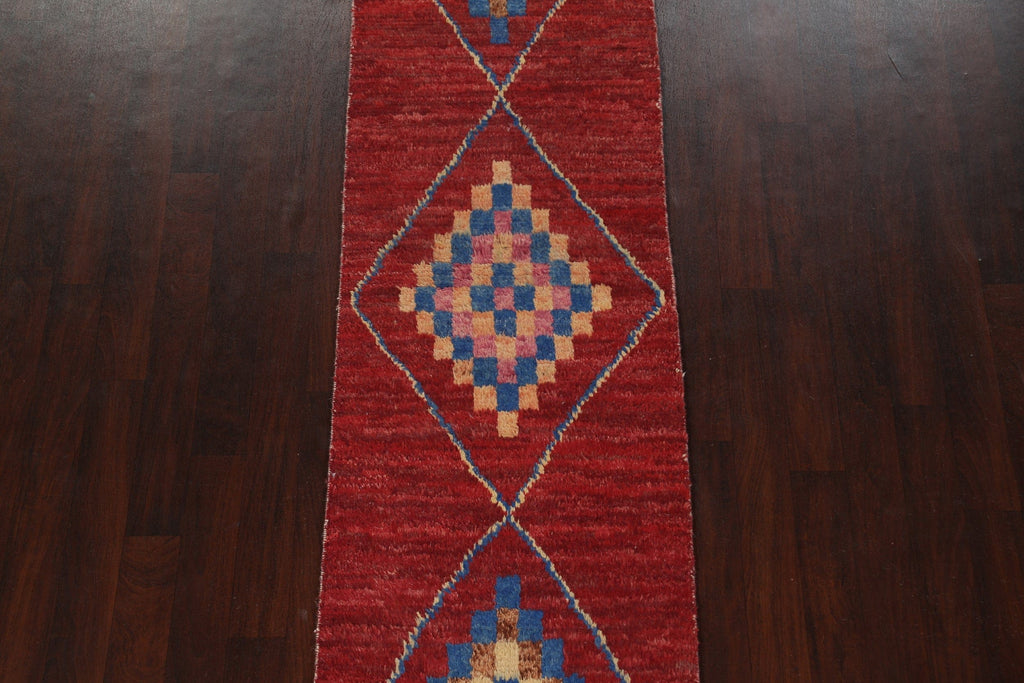 Geometric Moroccan Wool Runner Rug 3x12