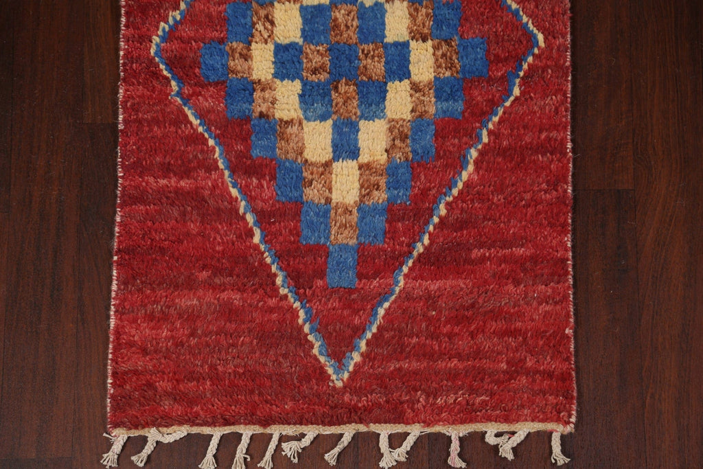 Geometric Moroccan Wool Runner Rug 3x12