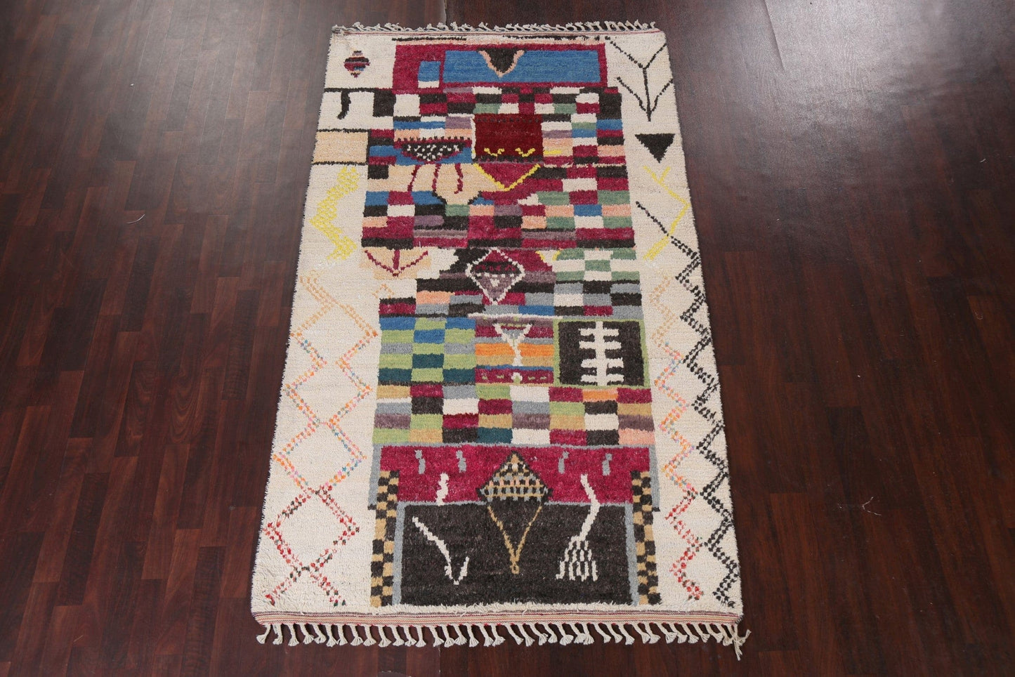 Geometric Moroccan Wool Area Rug 5x9