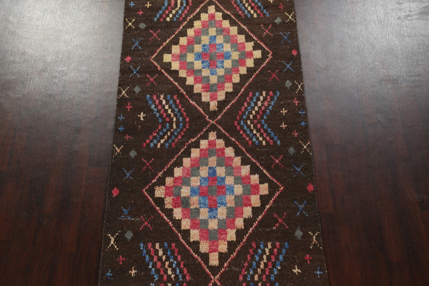 Geometric Moroccan Wool Runner Rug 4x16