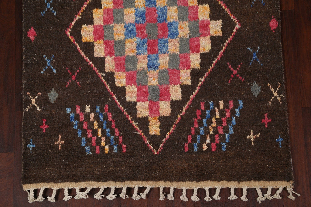 Geometric Moroccan Wool Runner Rug 4x16