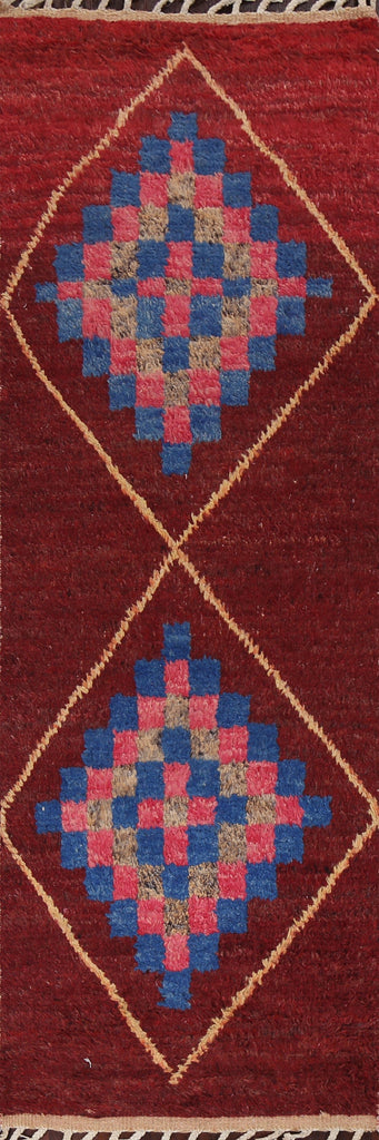 Geometric Moroccan Wool Runner Rug 3x8