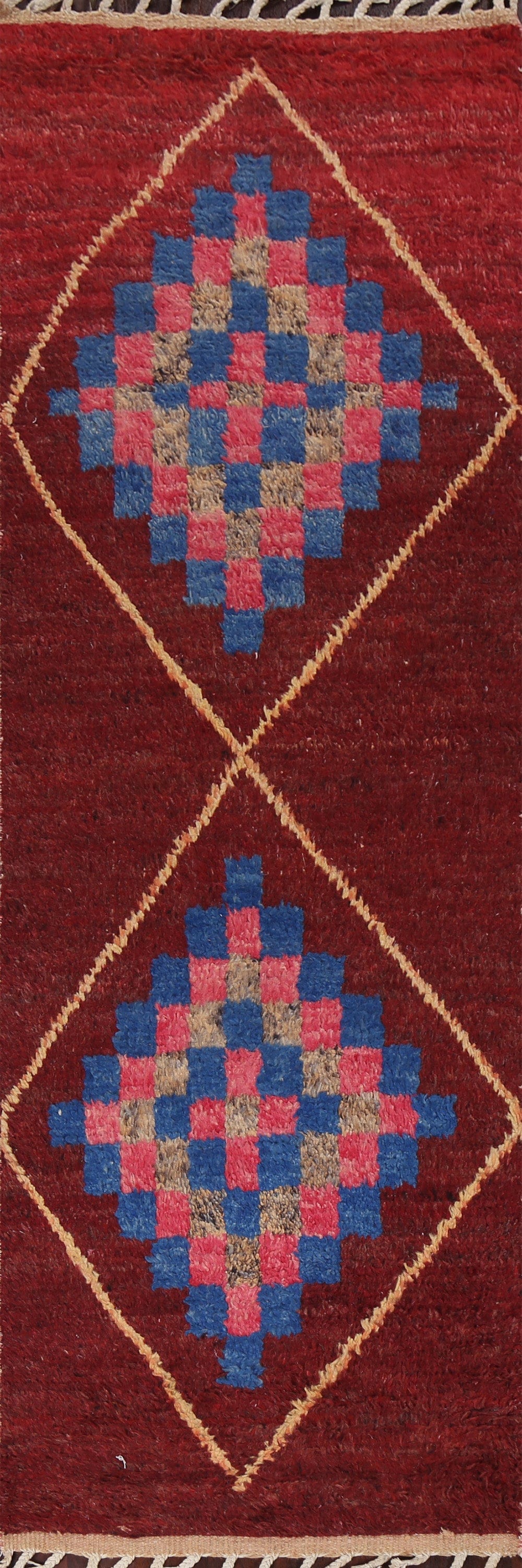 Geometric Moroccan Wool Runner Rug 3x8