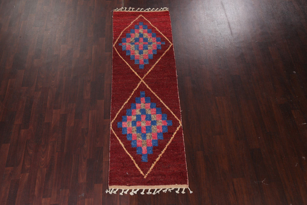 Geometric Moroccan Wool Runner Rug 3x8