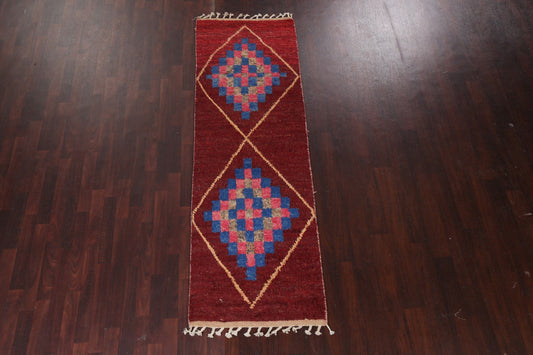 Geometric Moroccan Wool Runner Rug 3x8