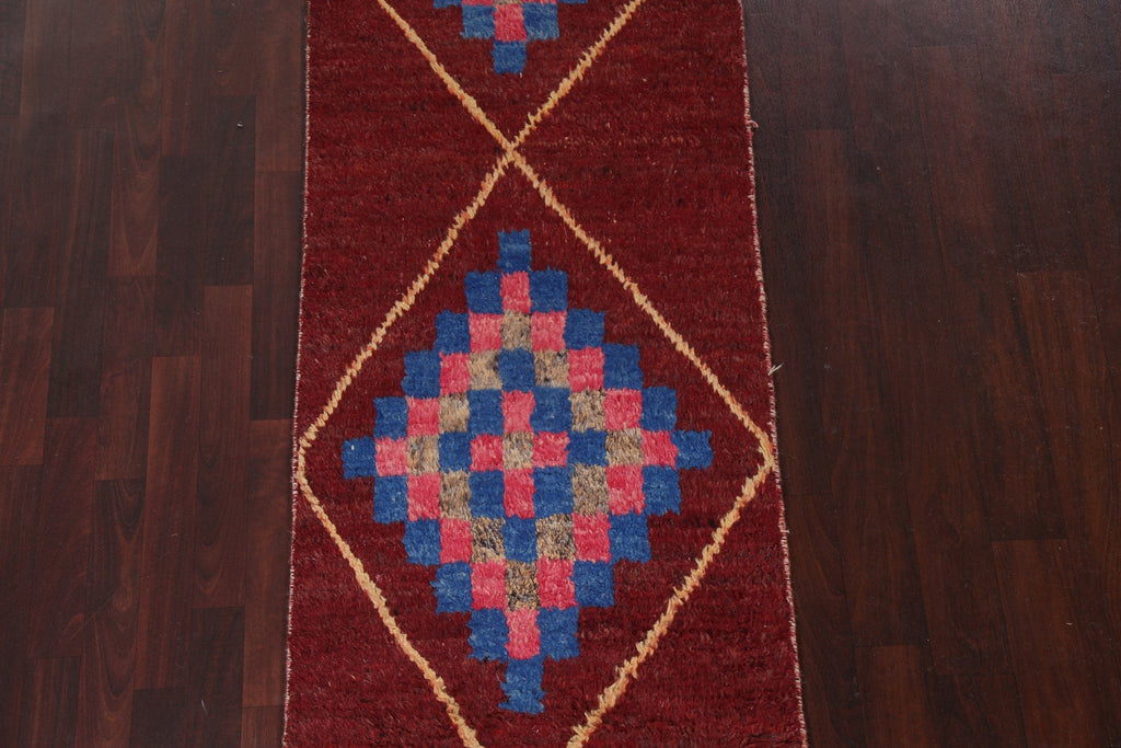 Geometric Moroccan Wool Runner Rug 3x8