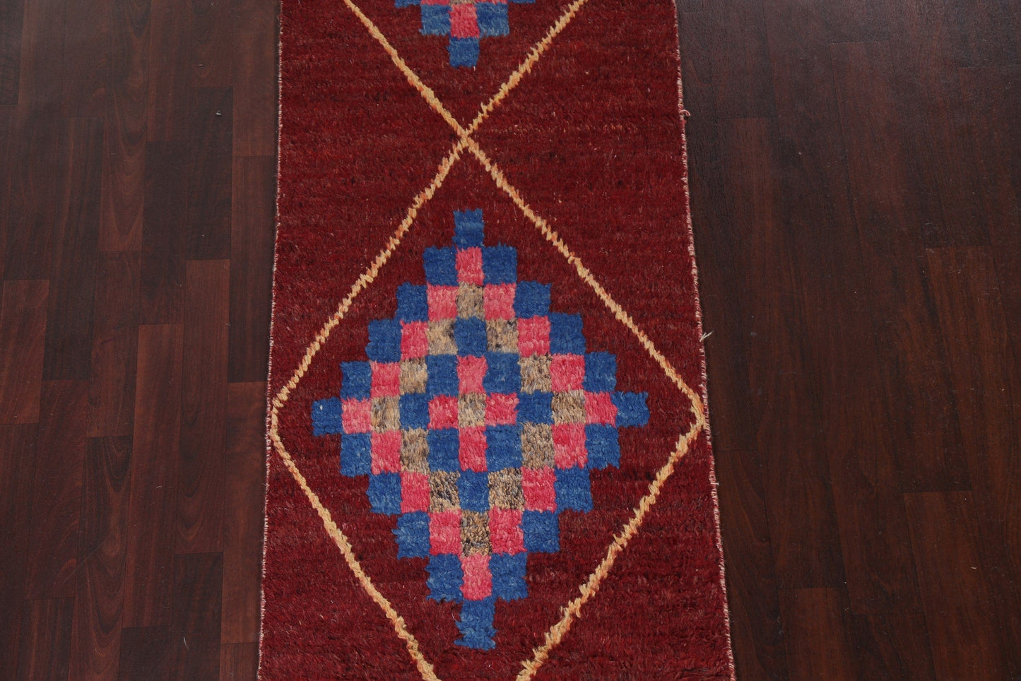 Geometric Moroccan Wool Runner Rug 3x8