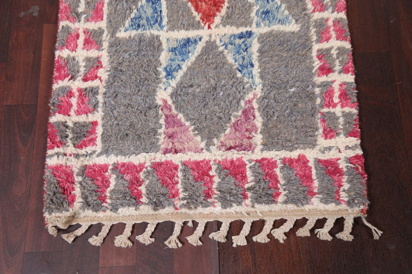 Geometric Moroccan Wool Runner Rug 3x16