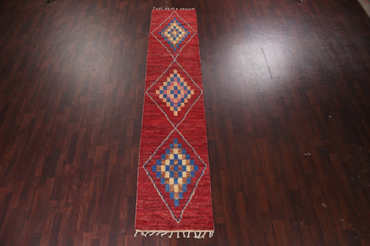 Geometric Moroccan Wool Runner Rug 3x12