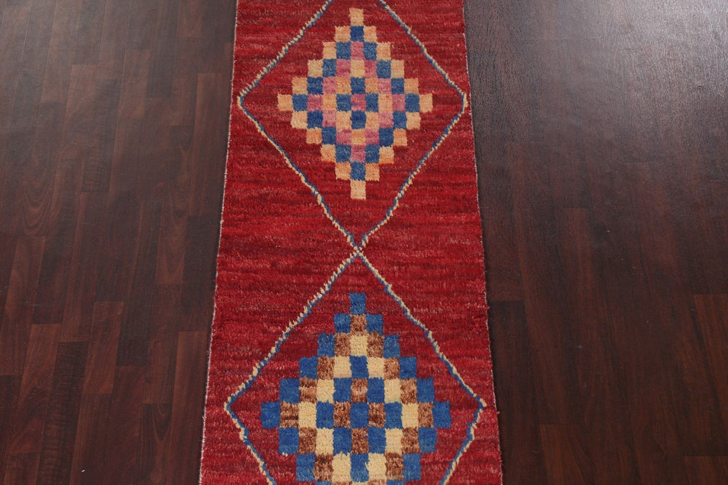 Geometric Moroccan Wool Runner Rug 3x12