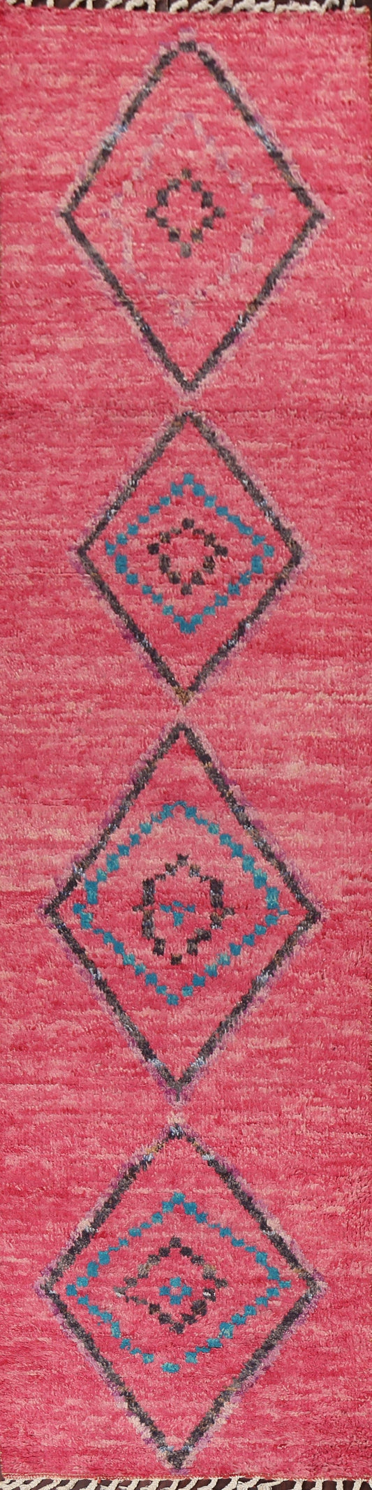 Handmade Moroccan Wool Runner Rug 3x13