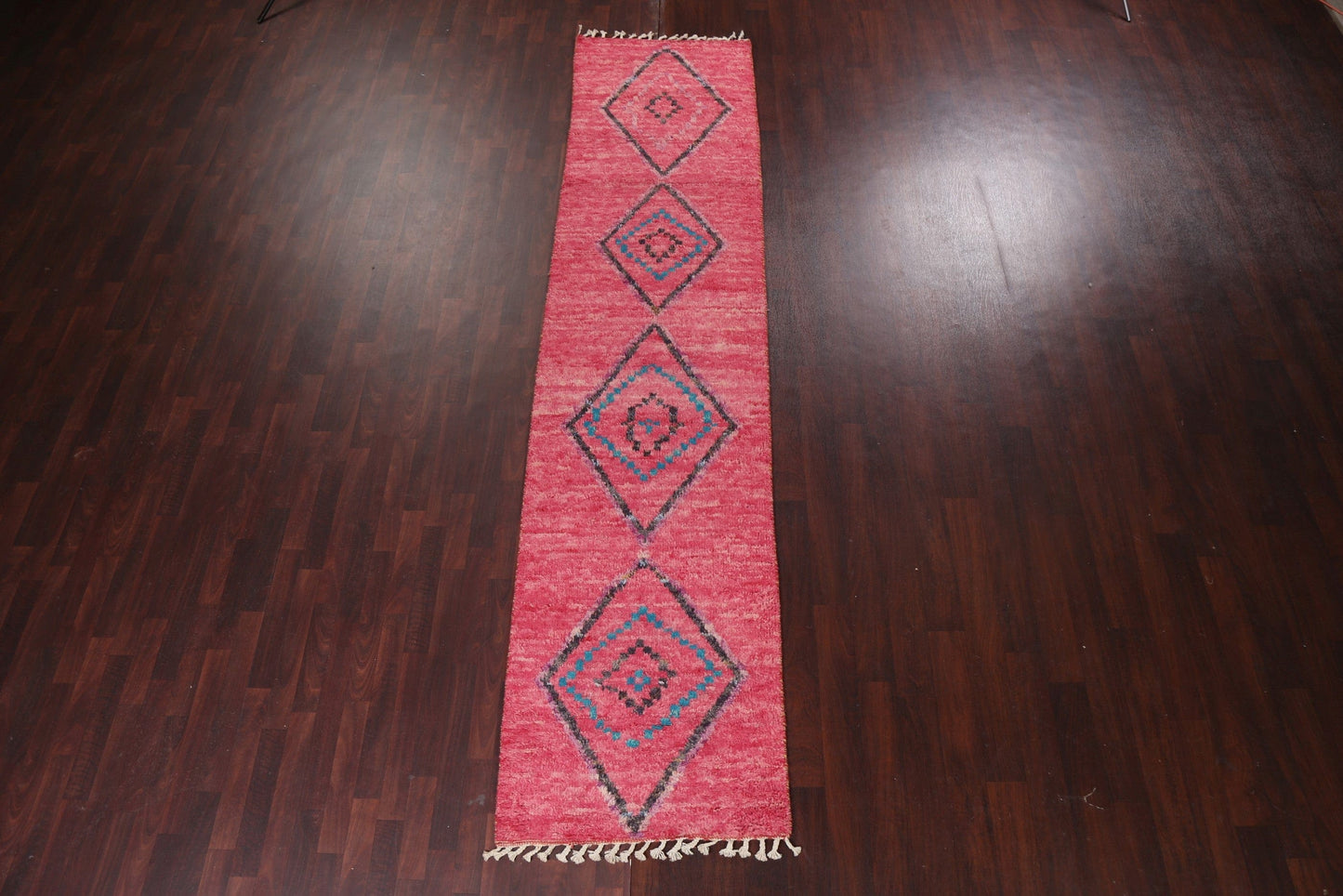 Handmade Moroccan Wool Runner Rug 3x13