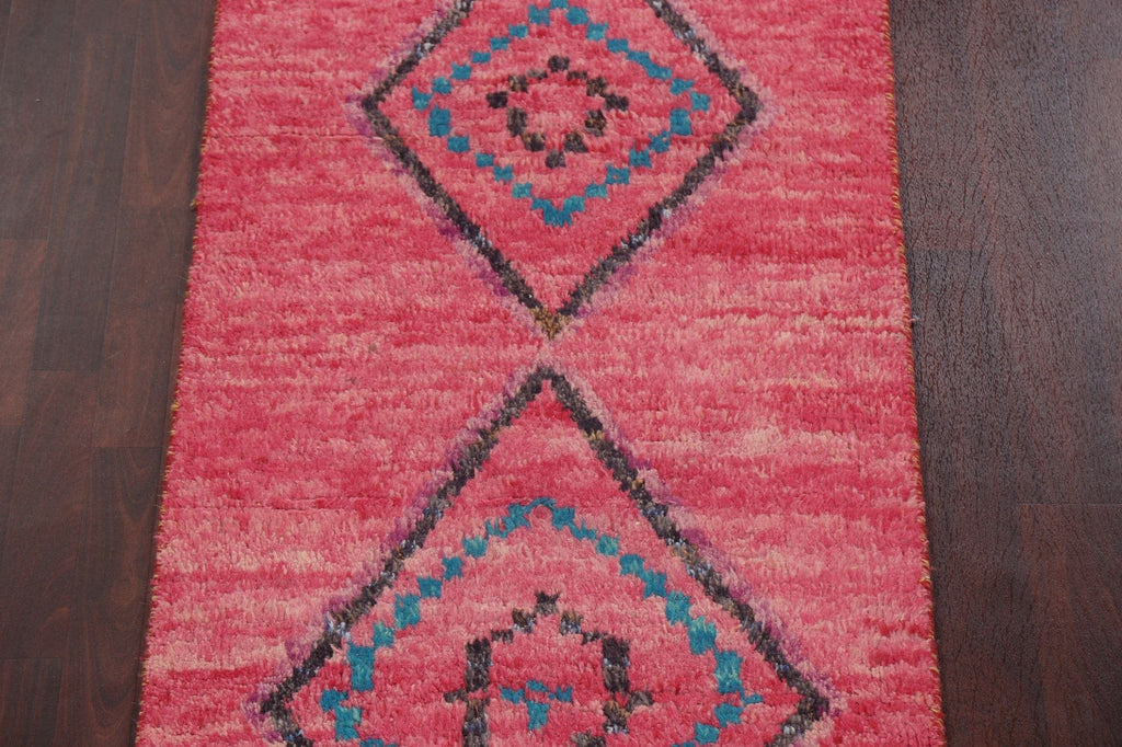 Handmade Moroccan Wool Runner Rug 3x13