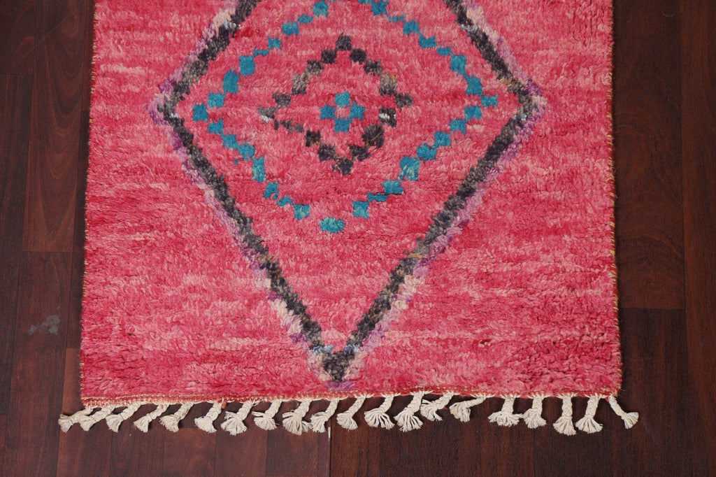 Handmade Moroccan Wool Runner Rug 3x13