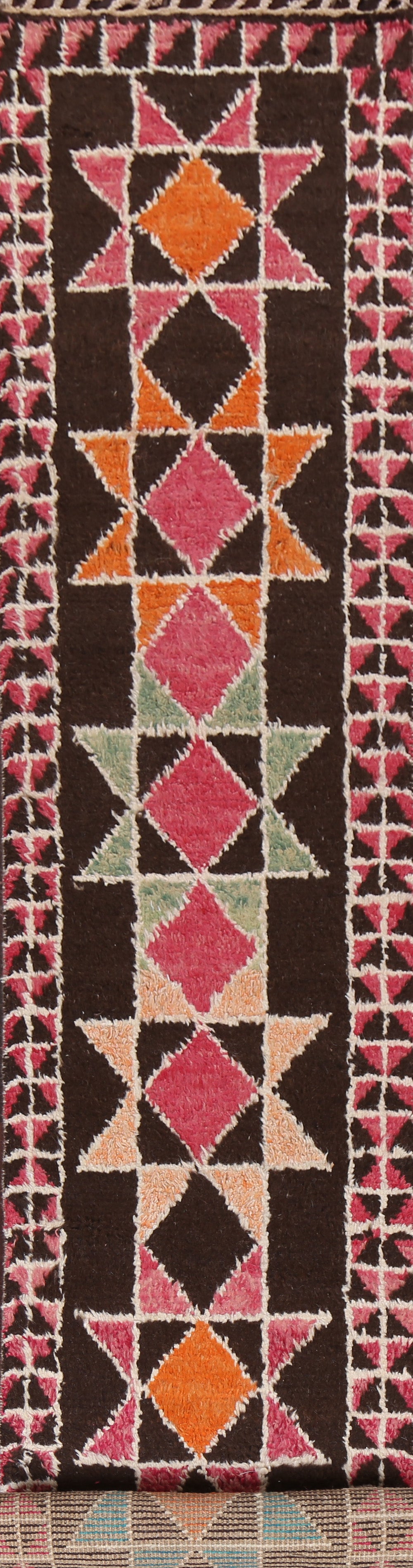 Geometric Moroccan Wool Runner Rug 2x16