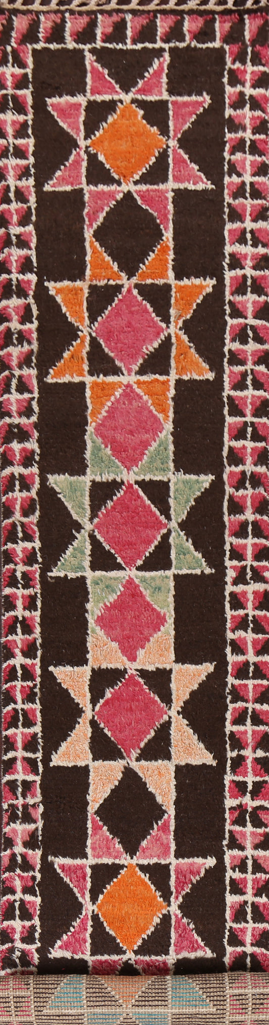 Geometric Moroccan Wool Runner Rug 2x16